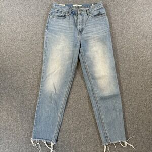 Levi's Mom Jeans 27 Womens High Rise Raw Hem Cropped Blue Denim Jeans
